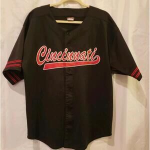 Cincinnati Black Baseball Style Button Jersey Champs Sports Team Edition Size LG